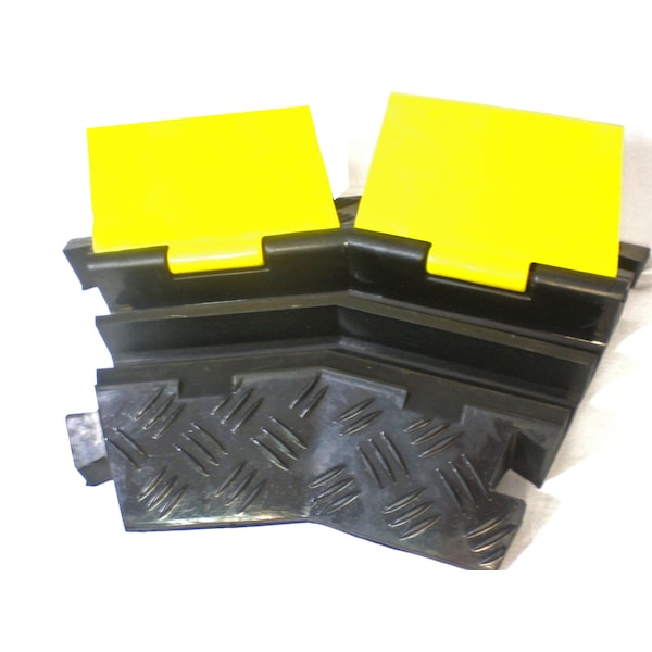 Electriduct Cable Protector 45 Deg Left Turn, 1-7/8 in H, 16 in L, 10 in W, 2 Channel, Rubber - CP-RPS-212-LT