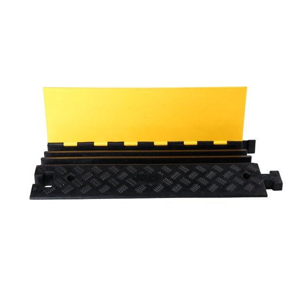 Southwire Cable Protector, 4 in H, 39 in L, 23-1/2 in W, 3 Channel, Rubber, Black, Yellow - 31205-1