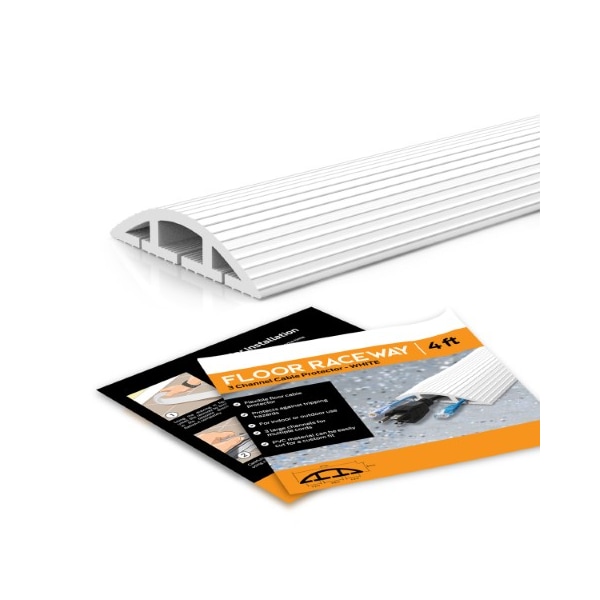 Fleming Supply Cable Protector, 0.30 in H, 4 ft L, 3.13 in W, 3 Channel, PVC, White - 191574DAI