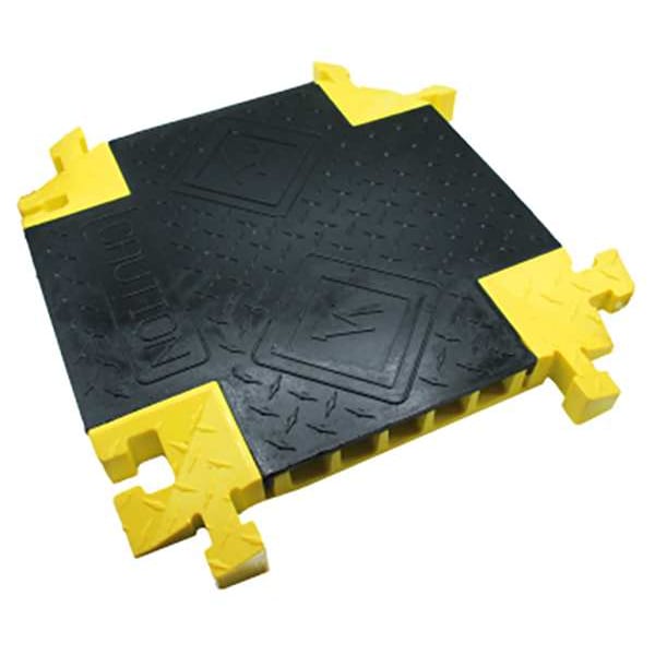Checkers Cable Protector, 2 in H, 1-7/16 ft L, 18 in W, 5 Channel, Polyurethane, Blue, Orange - BB5X-125-T-B/Y