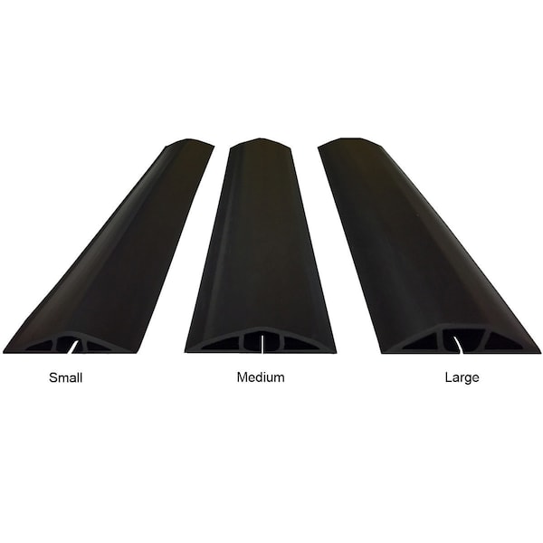 Electriduct Cable Protector, 0.68 in H, 25 ft L, 3.20 in W, 3 Channel, Plastic, Black - CC-PL-LG-25-BK