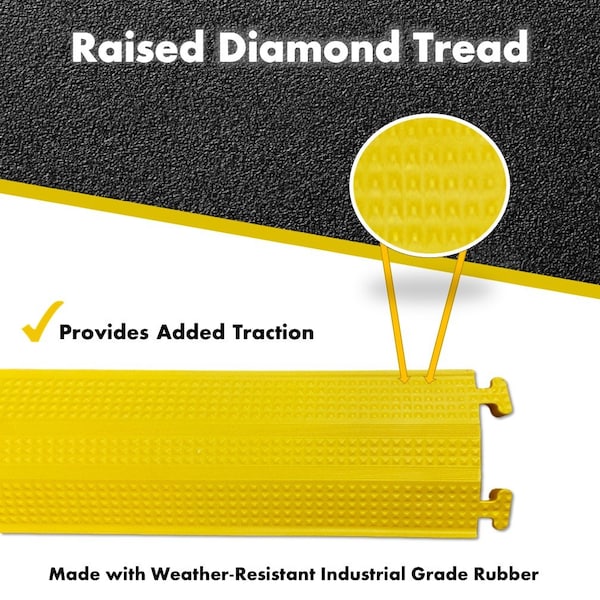 Kable Kontrol Cable Protector Left Turn, 1 Channel, Rubber, Yellow - FCC999-ELL-YELLOW