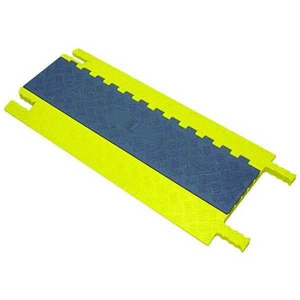 Power First Cable Protector, 1-5/8 in H, 3 ft L, 16-1/2 in W, 5 Channel, Polyurethane, Gray, Yellow - GG5X125GRYYPOW2
