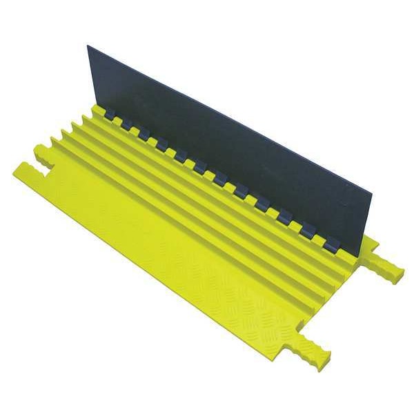 Power First Cable Protector, 1-5/8 in H, 3 ft L, 16-1/2 in W, 5 Channel, Polyurethane, Gray, Yellow - GG5X125GRYYPOW2