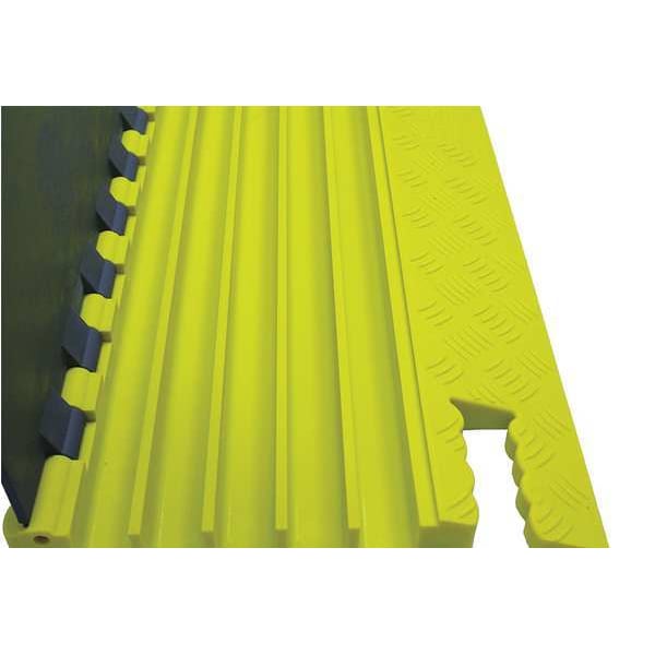 Power First Cable Protector, 1-5/8 in H, 3 ft L, 16-1/2 in W, 5 Channel, Polyurethane, Gray, Yellow - GG5X125GRYYPOW2