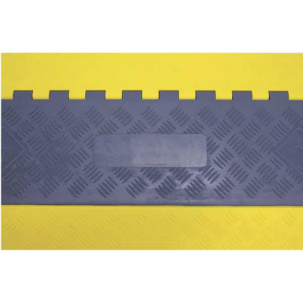 Power First Cable Protector, 1-5/8 in H, 3 ft L, 16-1/2 in W, 5 Channel, Polyurethane, Gray, Yellow - GG5X125GRYYPOW2