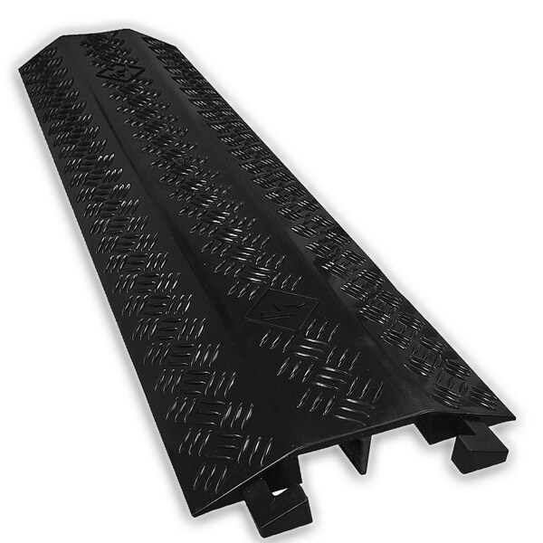 Electriduct Cable Protector, 1-1/2 in H, 37-1/4 in L, 11 in W, 2 Channel, PVC, Black - DO-EZ-RUNNER-2CH-BK