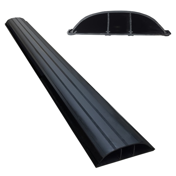 Electriduct Cable Protector, 1-3/8 in H, 4 ft L, 5-3/16 in W, 3 Channel, Black - CC-CS-CLUB
