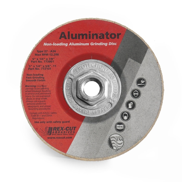 Disco de desbaste Rex Cut Aluminator 5 X 5/8-11 T27 Aluminator Grind A36 - 771002