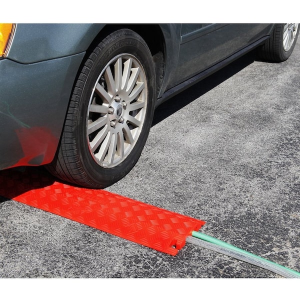 Checkers Cable Protector, 1-1/2 in H, 36 in L, 10-3/4 in W, 2 Channel, Polyurethane, Black - PLS1550-BK