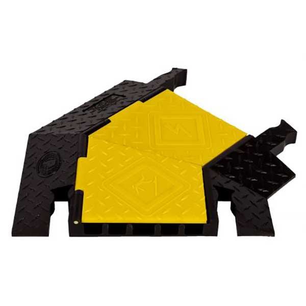 Yellow Jacket Cable Protector 45 Deg Right Turn, 1-7/8 in H, 2 ft L, 19-3/4 in W, 5 Channel, Polyurethane - YJ5TR-125-Y/B