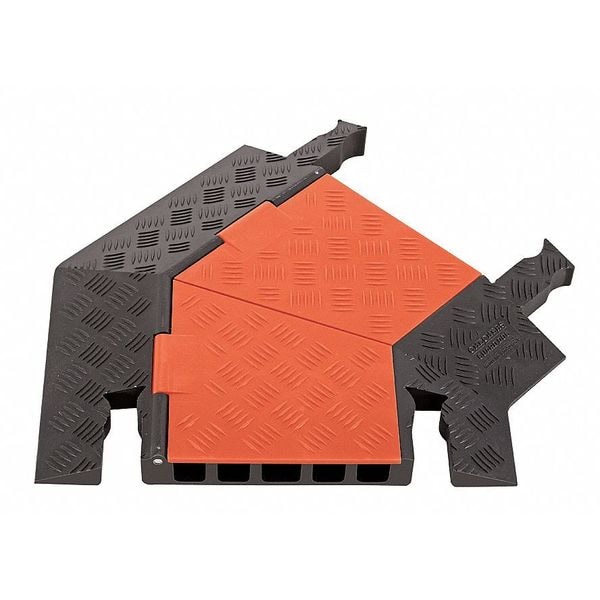 Checkers Cable Protector 45 Deg Right Turn, 1-7/8 in H, 24-1/2 in L, 19-3/4 in W, 5 Channel, Polyurethane - GDT5X125-R-O/B