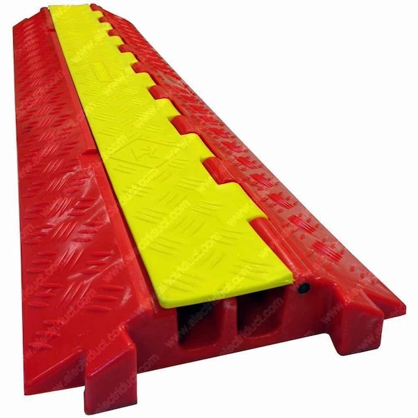 Electriduct Cable Protector, 1-3/4 in H, 39 in L, 9-3/4 in W, 2 Channel, Polyurethane, Orange, Yellow - CP-FALCON-210