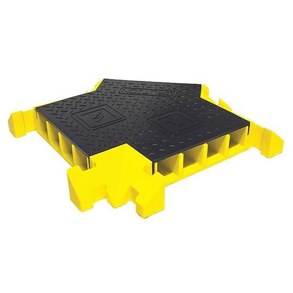 Checkers Cable Protector Intersection, 4 in H, 2 ft L, 24 in W, 4 Channel, Polyurethane, Black, Yellow - BB4Y-300GM-B/Y
