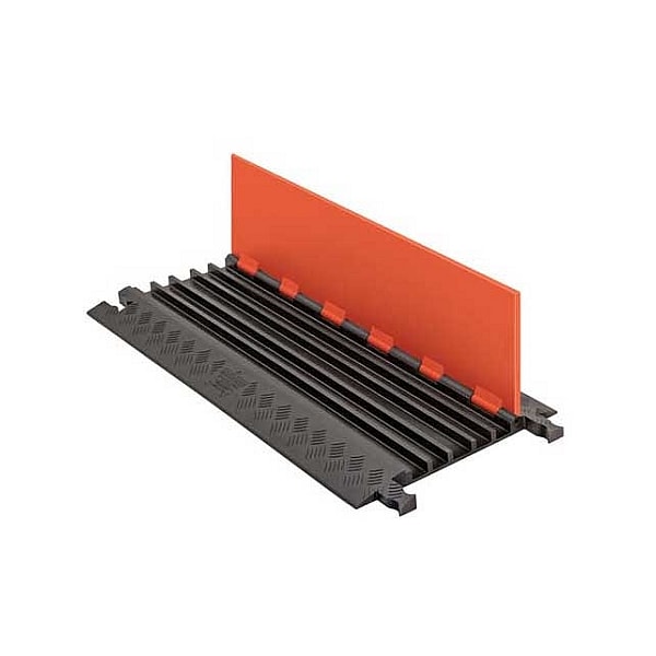 Checkers Cable Protector, 1-1/4 in H, 36 in L, 16-7/8 in W, 5 Channel, Polyurethane, Black, Orange - GD5X75-ST-B/B