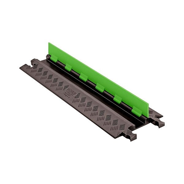 Checkers Hi-Viz Cable Protector, 1-1/4 in H, 38-1/2 in L, 11 in W, 1 Channel, Urethane, Black, Green - GD1X75-FLG/B