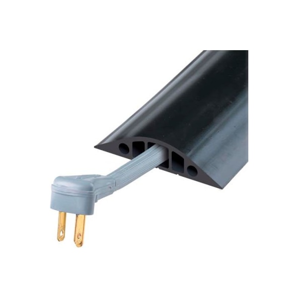 Justrite Cable Protector, 1 in H, 10 ft L, 4-1/2 in W, 3 Channel, Rubber, Black - RFD5-10