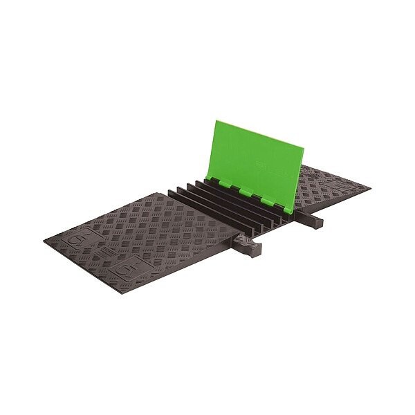 Checkers Hi-Viz Cable Protector, 1-7/8 in H, 20 in L, 50 in W, 5 Channel, Polyurethane, Black, Green - GD5X125ADAFLG/B