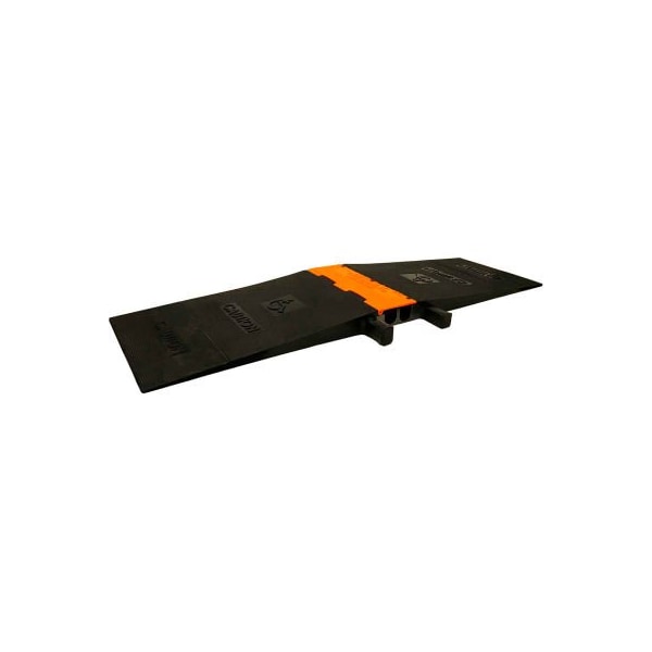 Elasco Products Cable Ramp, 2-1/2 in H, 36 in L, 16-1/2 in W, 2 Channel, Polyurethane, Black, Orange with Stripes - MG2200-W