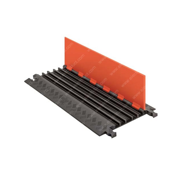 Checkers Cable Protector, 1-7/8 in H, 36 in L, 19-3/4 in W, 5 Channel, Polyurethane, Black, Yellow - GD5X125-Y/B