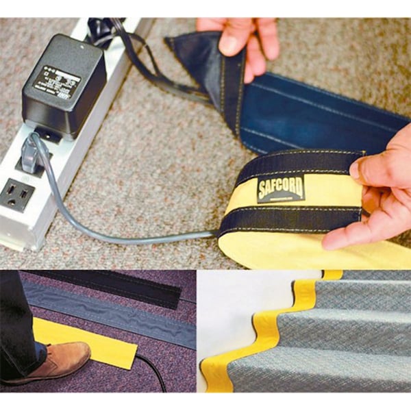 Electriduct Carpet Cable Cover, 6 ft L, 6 in W, 1 Channel, Nylon, Black - CC-SC-6-6-BK