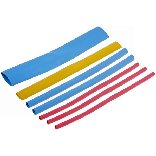 Dorman Heat Shrink Tube Assortment, 3/8 in, 1/4 in, 1/2 in, 1 in, Blue, Red, Yellow, 6 in - 85686