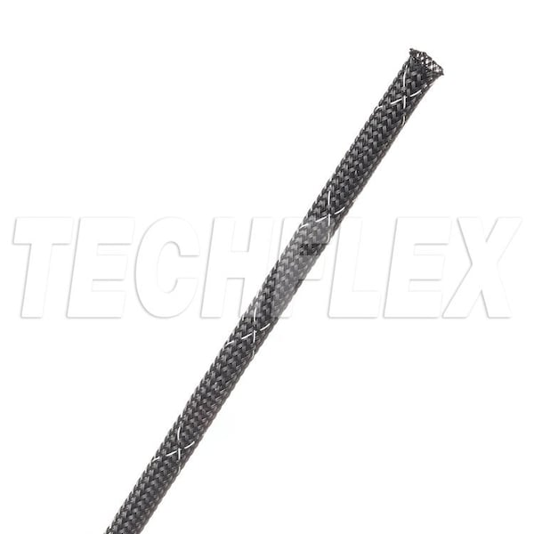 Techflex Braided Cable Sleeve, 1/8 in Inside Dia., 1/4 in Max Bundle Dia., 100 ft, Black; White - CCF0.13TB