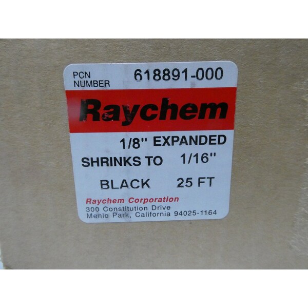 Raychem Heat Shrink Tube, Single Wall, 2:1 I.D. Shrink Ratio, Black - 618891-000
