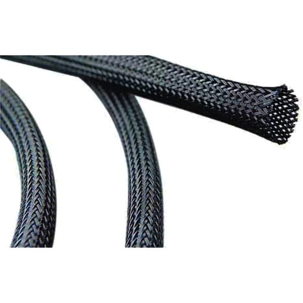 Kable Kontrol Braided Cable Sleeve, 1 in Inside Dia., 250 ft, Polyethylene Terephthalate, Black - FW100-250SP