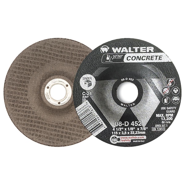 Rueda de esmerilado de concreto Walter Surface Technologies 4-1/2 pulgadas x 1/8 pulgadas C-24 - 08D452
