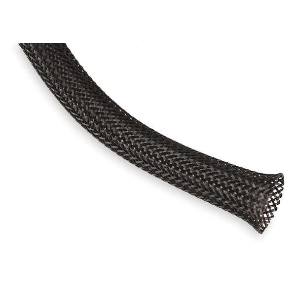 Techflex Braided Cable Sleeve, 1-3/4 in Inside Dia., 2-3/4 in Max Bundle Dia., 50 ft, Black - PTN1.75BK50