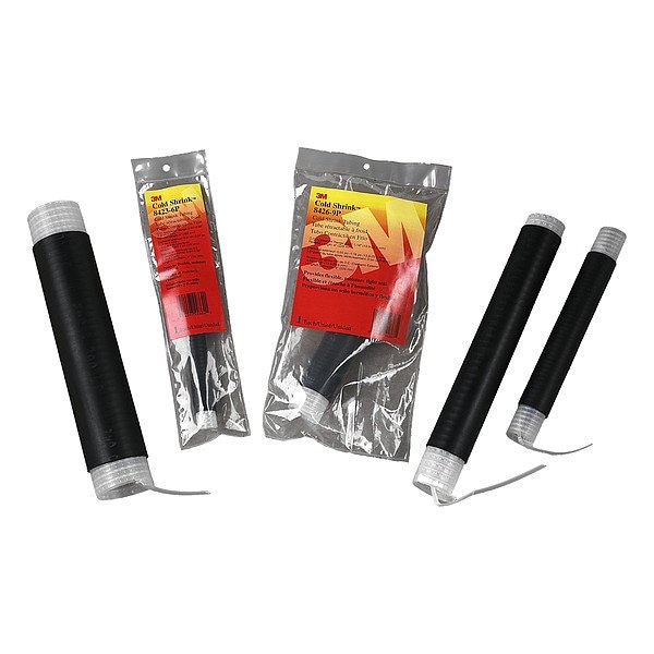 3M Cold Shrink Insulator, 2:1 I.D. Shrink Ratio, 1.94 in I.D. Before Shrinking, Black, 8 in - 8428-8