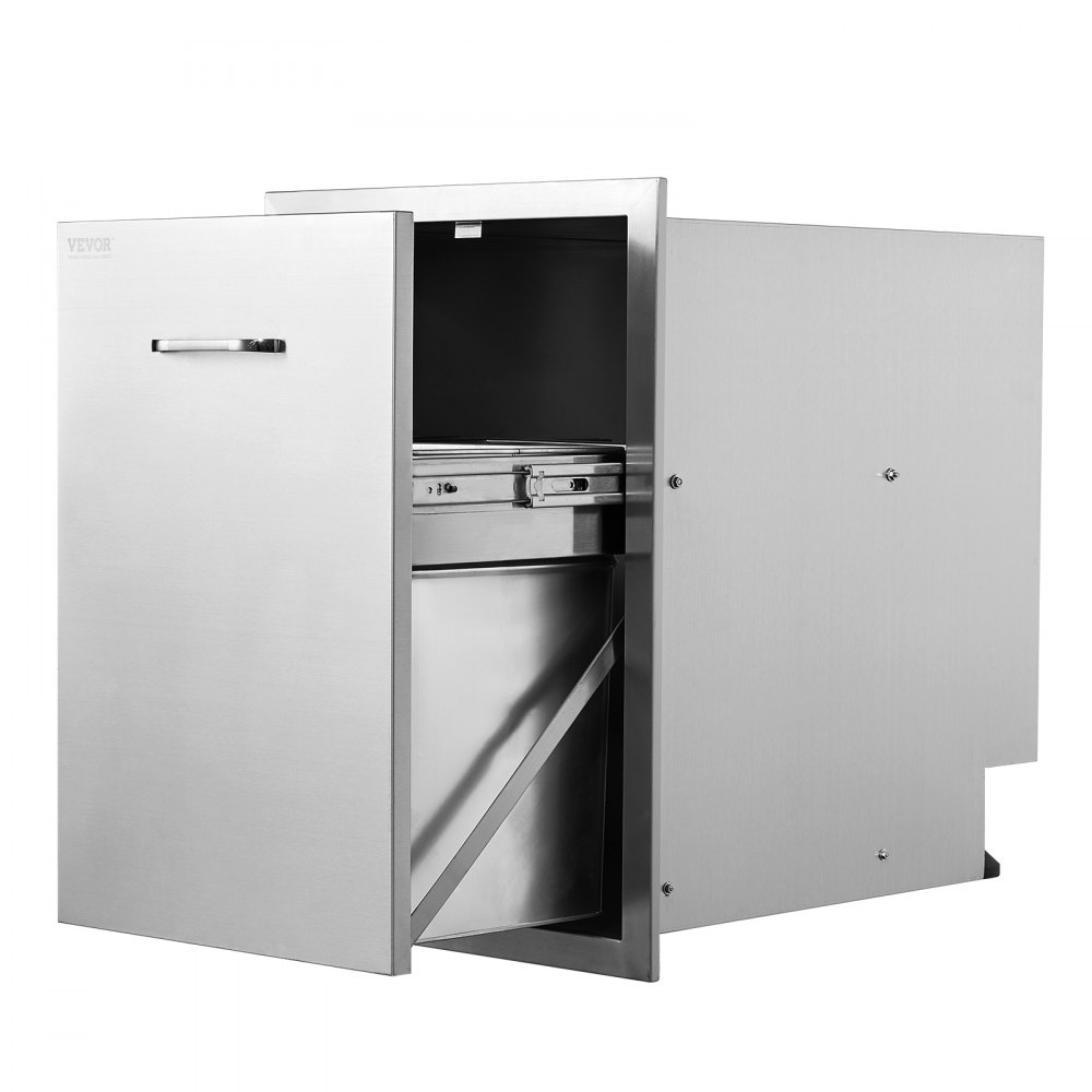 VEVOR Pull Out Trash Drawer 17.7x22.8 Inch Raised Style Trash Bin with Pull-Out Tray Stainless Steel Trash Drawer with Handle for Outdoor Kitchen BBQ Island - CTGSHGLJCTG000001V0
