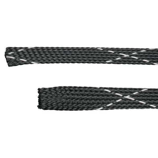 Panduit Braided Cable Sleeve, 1-1/2 in Inside Dia., 2.13 in Max Bundle Dia., 200 ft, Polyethylene, Black - SE150PFR-TR0