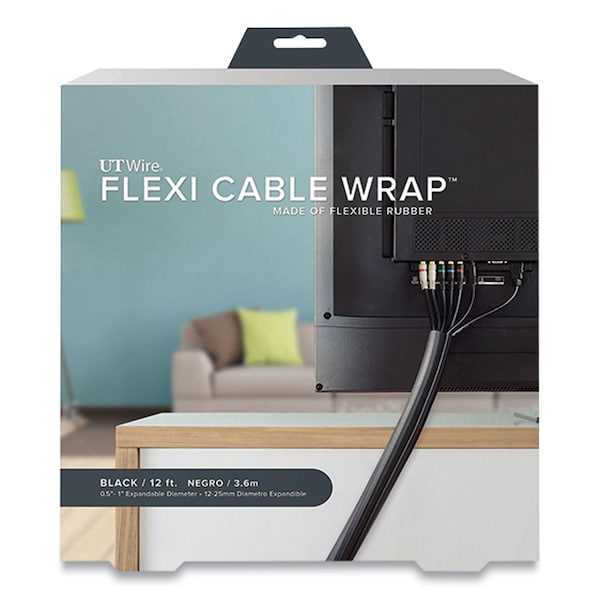 Ut Wire Flexi Cable Wrap, 0.5in to 1in x 12 ft, Black - UTW-FCW12-BK