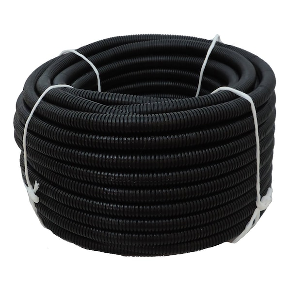 Hydromaxx 1 in. x 100 ft Flexible Corrugated Black HDPE NON Split Tubing Wire Loom - BHDPENS100100