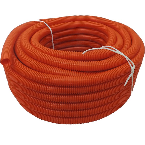 Hydromaxx 2 in. x 100 ft Flexible Corrugated Orange HDPE NON Split Tubing Wire Loom - OHDPENS200100