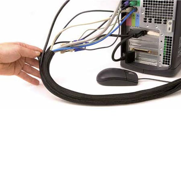 Electriduct Braided Cable Sleeve, 1 in Inside Dia., 10 ft, Black - F6-100-10-BK