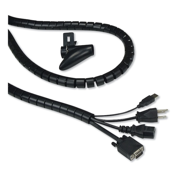 Innovera Cable Management Coiled Tube, 0.75" Dia x 77.5" Long, Black - IVR39660