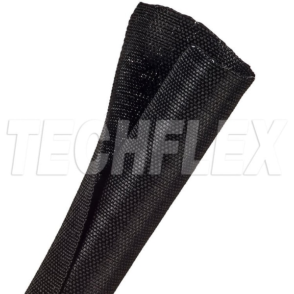 Techflex Braided Cable Sleeve, 1 in Inside Dia., 1 in Max Bundle Dia., 50 ft, Fiberglass, Black - F6W1.00BK