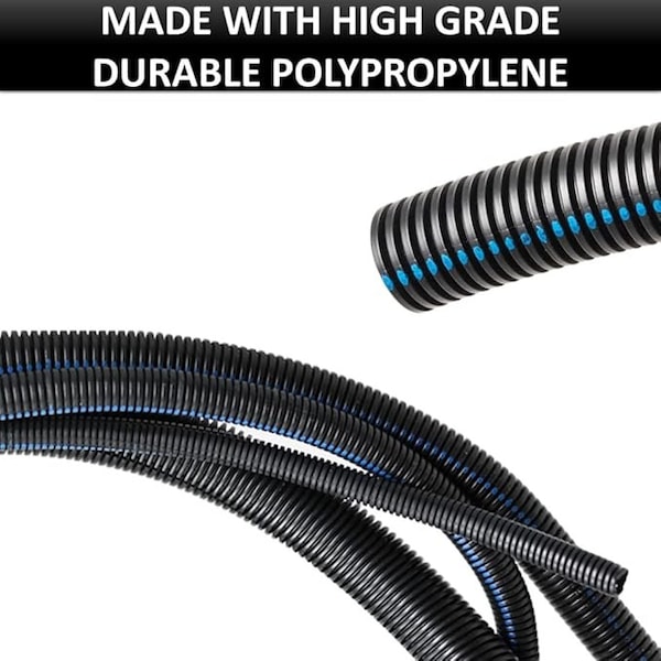 Kable Kontrol Flame Retardant Split Wire Loom - Polypropylene, 5/8 in Inch Diameter, 100 ft Feet Long, Black - FRPPWL.750-100SP