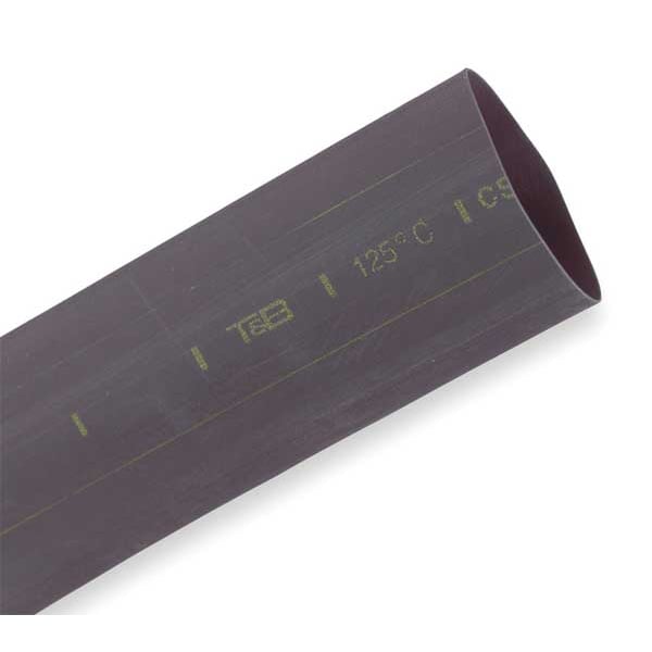 Shrink-Kon Heat Shrink Tube, Thin Wall, 2:1 I.D. Shrink Ratio, 1 in I.D. Before Shrinking, Black, 6 in, 5 PK - CPO100006