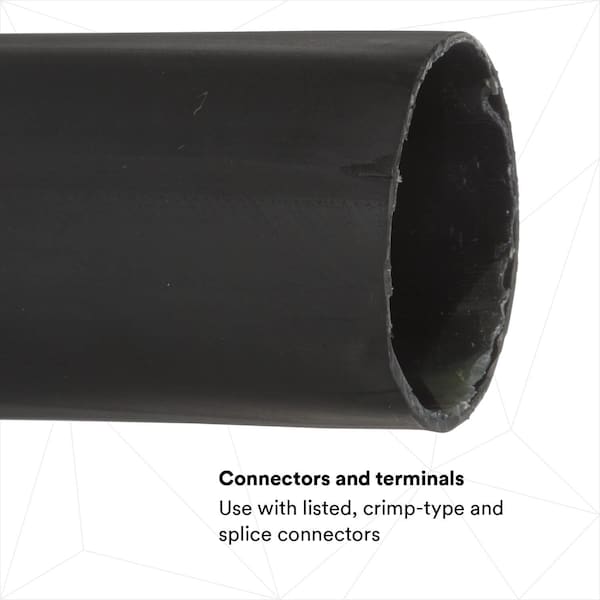 3M Adhesive Lined Heat Shrink Tube, Heavy Wall, 3:1 I.D. Shrink Ratio, 2 in I.D. Before Shrinking - ITCSN-2000-48"-BLACK-5 PCS