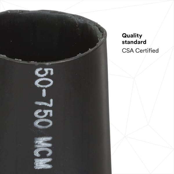 3M Adhesive Lined Heat Shrink Tube, Heavy Wall, 3:1 I.D. Shrink Ratio, 2 in I.D. Before Shrinking - ITCSN-2000-48"-BLACK-5 PCS