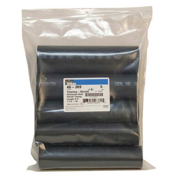 Ideal Adhesive Lined Heat Shrink Tube, Heavy Wall, 3:1 I.D. Shrink Ratio, 2 in I.D. Before Shrinking - 46-369