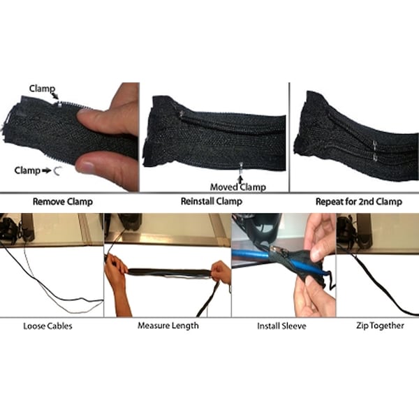 Electriduct Braided Cable Sleeve, 1-1/4 in Inside Dia., 10 ft, Polyester, Black - BS-ZIPPER-125-10-BK