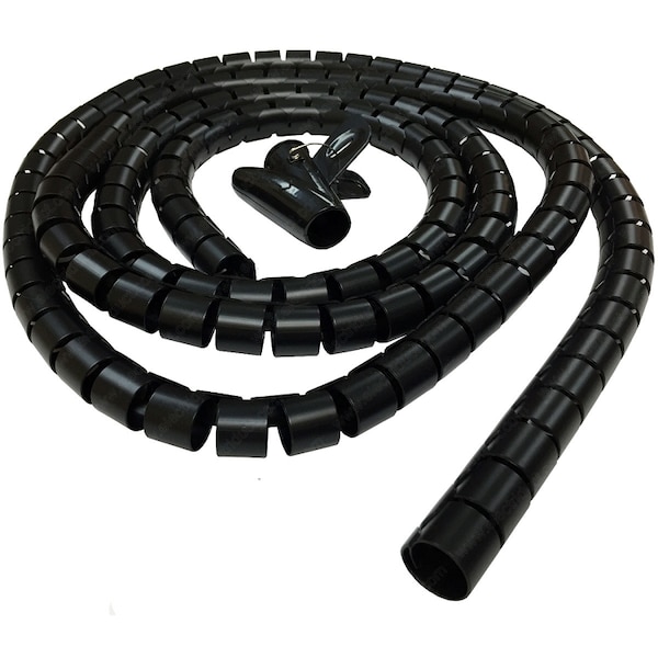 Electriduct Spiral Wrap, 1-1/2 in Inside Dia., 10 ft, Polyethylene, Black - WL-EASY-150-10-BK