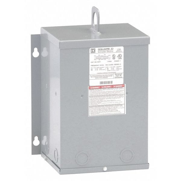 Square D General Purpose Transformer, 3 kVA, NEMA 3R, 115°C, 120/240V AC, 240/480V AC - 3S1F