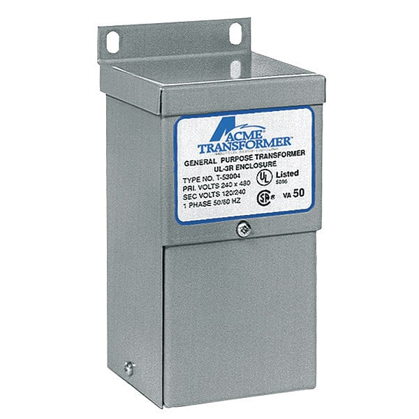 Acme Electric Low Voltage Distribution Transformer, 50 VA, NEMA 3R, 80°C, 120/240V AC, 240/480V AC - T153004