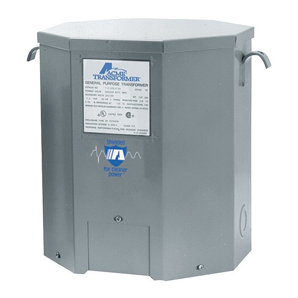 Acme Electric Low Voltage Distribution Transformer, 7.5 kVA, NEMA 3R, 115°C, 120/240V AC, 240/480V AC - T2535153S